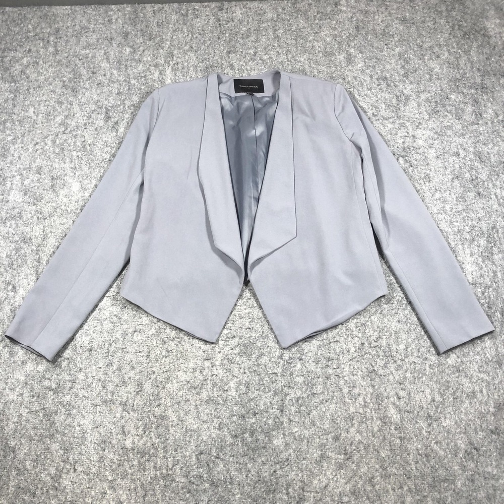 Banana Republic Soft Blazer Womens‎ 6 Gray Shawl Collar Open Front Tailored